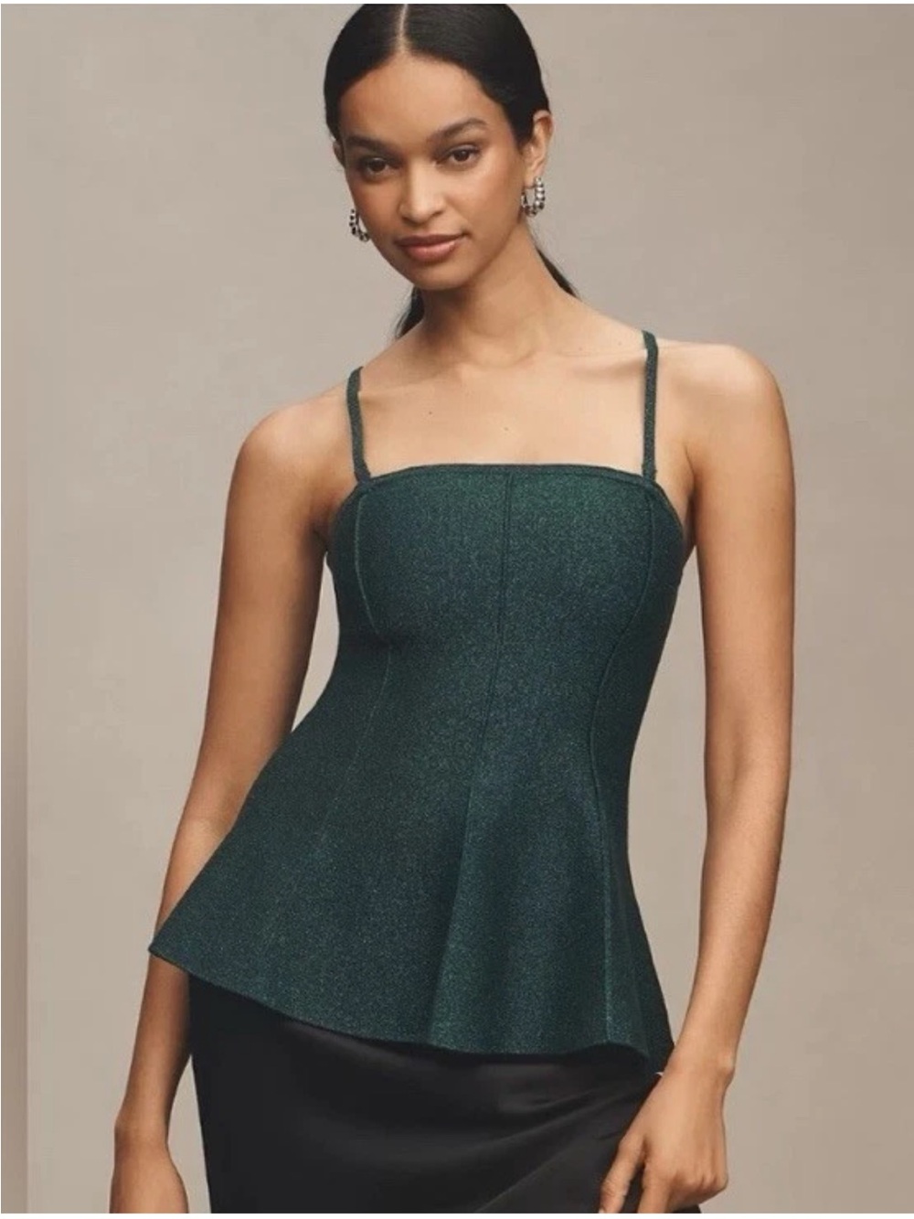 Pilcro Anthropologie Green Sparkly Hourglass Tank Top Small Large New NWT